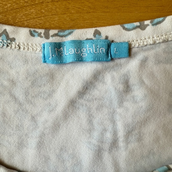 J MCLAUGHLIN SS TEE CATALINA CLOTH NYLON TREES PATTERN CASUAL CHIC TRAVEL L - Picture 7 of 12